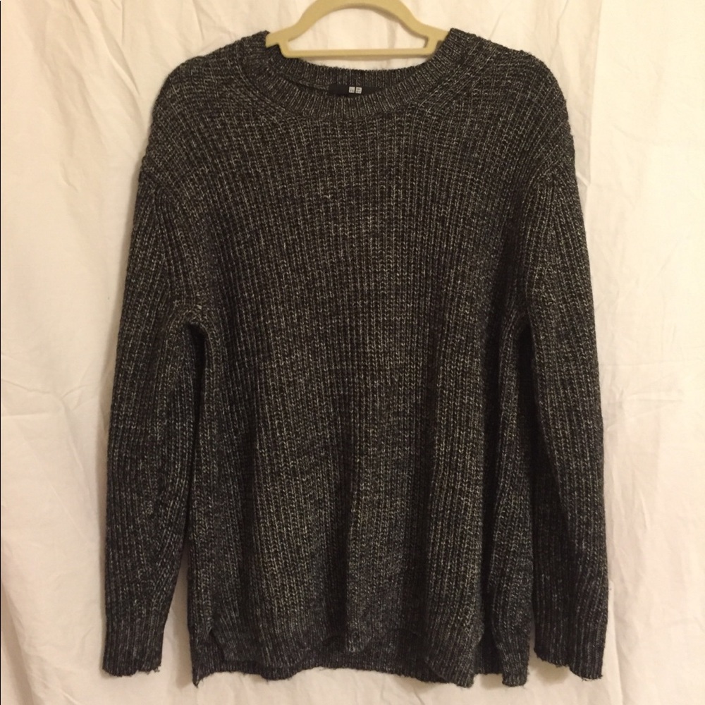 thick gray sweater